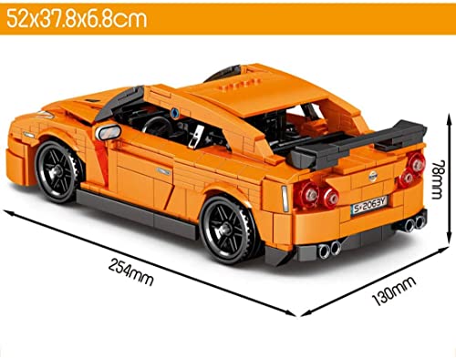Gooratu Technik Auto mit Rückziehmotor, Rennwagen Bausteine Kompatibel mit Lego Technik - 908 Teile (Orange) – Bild 5