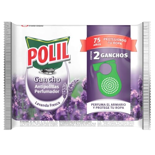 Polil Gancho Perfumado Lavanda, Perfuma y Protege tu Armario, 2 Ganchos