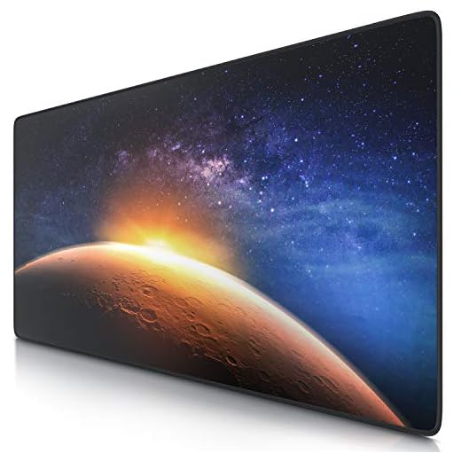 CSL - Alfombrilla de ratón XXL 900 x 400 mm – Mouse Pad Gaming extralargo para ratón y Teclado – Motivo Planeta Mars - Mejora Velocidad y precisión - Superficie de Tejido - Antideslizante - Lavable