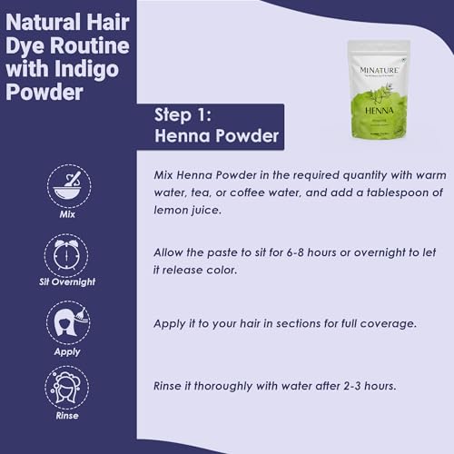 Mi Nature Indigo Leaf Powder 227g (8oz) |Pure Herbal Tint for Dark Hair Color | Natural Tinctoria Powder (Indigofera Tinctoria)