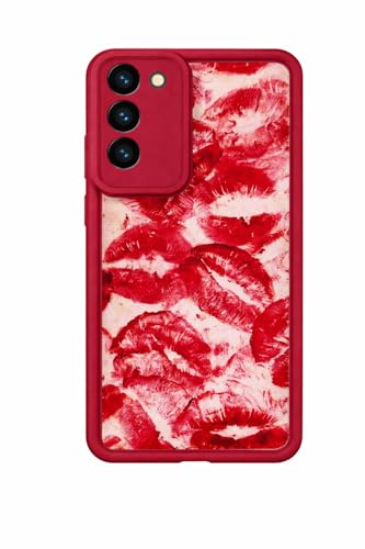 Image of COVERLY Lips Back Case Cover Compatible for Samsung S26 Plus | Hot 3D Sexy Lips Retro Embossed | 360 Camera Protection | Lipstick Kiss Print Cute Soft Touch Liquid Silicone Phone Case (TPU | Love Red)