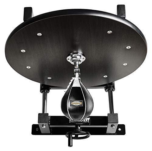 Deluxe Speedball Plattform Set inkl. Drehkugellagerung schwarz und Leder Boxbirne medium schwarz/Boxapparat für die Wandmontage BCA-38