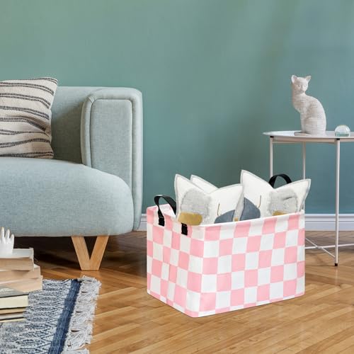 Image of Kids Storage Basket Gift Basket for Girls Toy Organizer Nursery Bedroom Decor Waterproof Lined with Handles Pink Laundry Hamper