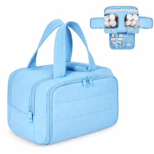 Image of Handcuffs Polyester Toiletry Kit Bag for Women - Hanging Makeup Organizer, Travel Cosmetic Pouch, Lightweight Grooming Case (Dark Blue)