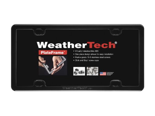 WeatherTech PlateFrame Weather-Resistant Low Profile Protective License Plate Frame- Black (No Cover)