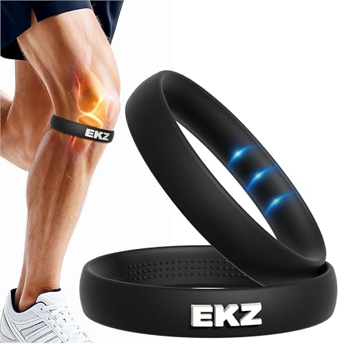 EKZ High-Elastic Silicone Patella Strap: Ergonomic Knee Band for Patellar Tendon Support, Pain Relief, Anti-Slip Design for Tendonitis, Running, Basketball, Jumping Sports, Unisex, 2-Pack (Black)