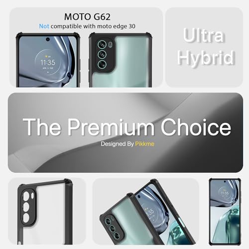 Image of Pikkme Moto G62 5G Back Cover | Crystal Clear Transparent Back | Ultra Hyrbid | Full Camera Protection | Raised Edge | Bumper Back Case (Black)