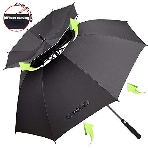 ZOMAKE Paraguas Grande Antiviento, Automático Paraguas de Golf con Doble Cubierta para Mujer Hombre(Negro)