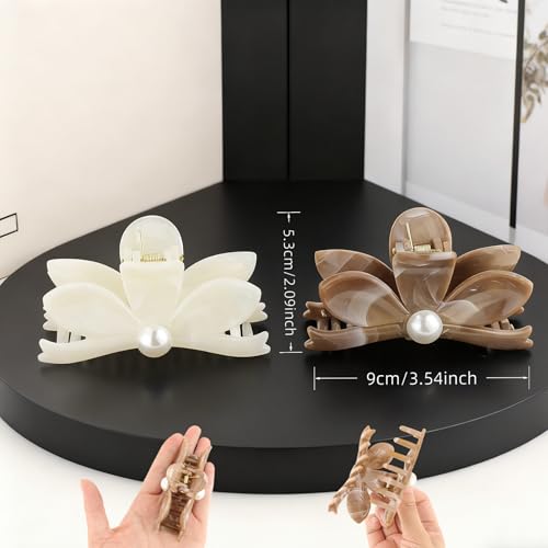 2 piezas pinzas para el cabello con flores y perlas miniatura 7
