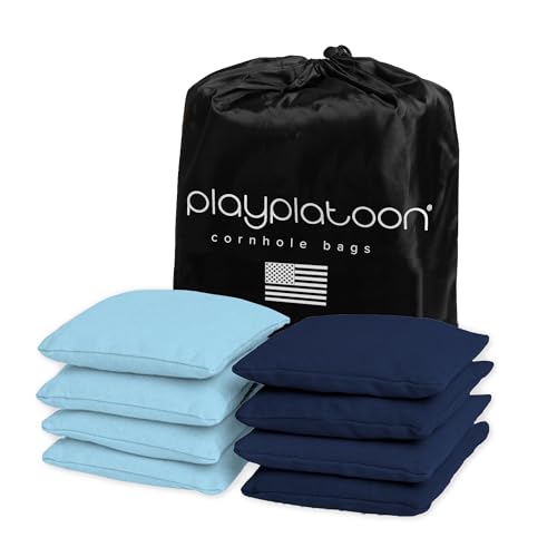 Image of Play Platoon Cornhole Bags Weather Resistant- Set of 8 Regulation Bean Bags for Tossing- Official Professional Size & Weight Corn Hole Bags Two Color All Weather Cornhole Beans Bag Set with Tote Bag