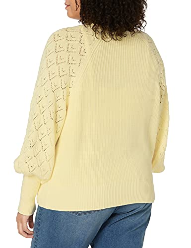 The Drop Women's Divya Pointelle Full Sleeve Cardigan Sweater, Pastel Yellow, S #TOP4