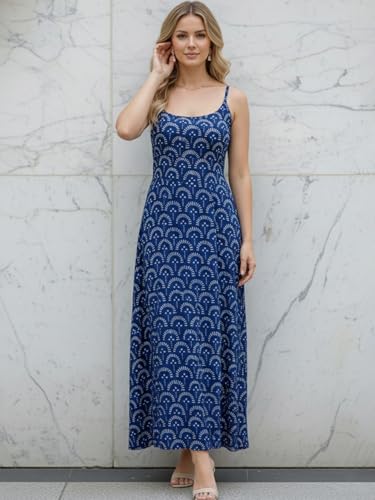 Image of Aahwan White Printed Round Neck Sleeveless Backless Long Indo Western Fusion Dress for Women's & Girl's