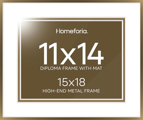 Image of Homeforia 15x18 Diploma Frame Bronze, High End Metal 15 x 18 Certificate Frames with Mat for 11 by 14, 18x15 Document Frame Matted to 11x14, Award Graduation Frames, Tempered Glass, Wall Kit, Set of 2