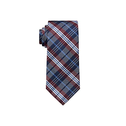 Tommy Hilfiger Mens Bold Ethan Plaid Tie Burgundy