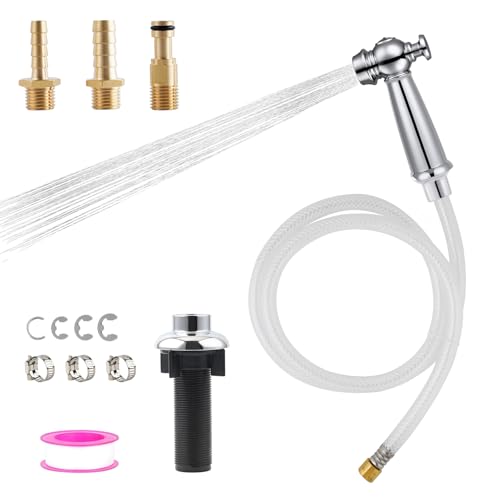 Image of Universal Kitchen Sink Side Sprayer Head with Hose /Holder /Adapters, Chrome