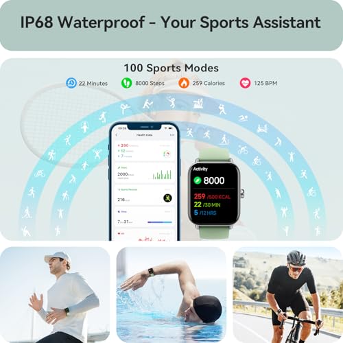 Image of Gydom Smart Watch for Men Women, Alexa Built-in, 1.8 inch Smartwatch with Heart Rate /SpO2 /Sleep Monitor, IP68 Waterproof Fitness Tracker, Bluetooth Call (Answer /Make) for Android iPhone, 101+ Sport Mode