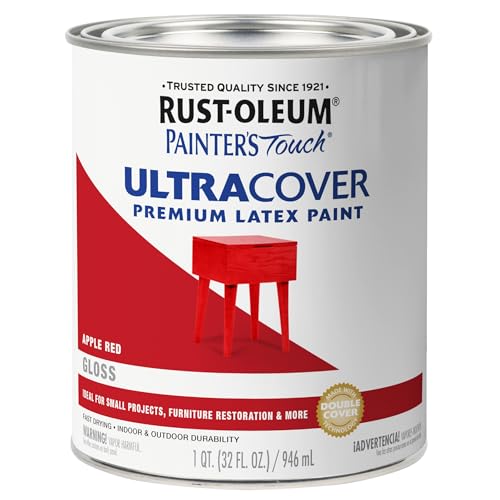 Rust-Oleum 1966502 Painters Touch Brush Acrylic Latex Paint 1 Quarts (Pack of 1) Gloss Apple Red (Pack of 1)