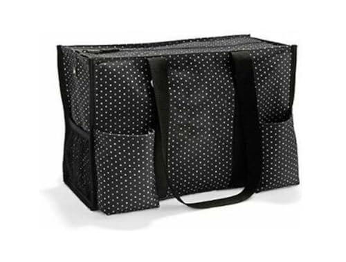 Thirty One Zip Top Organizing Utility Tote Swiss Dot