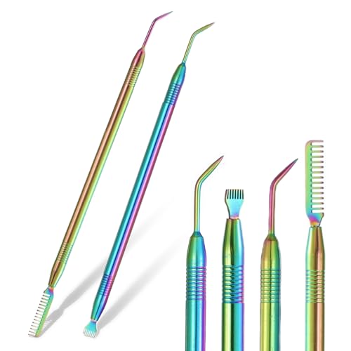Nogeqi 2 Stück Edelstahl Wimpernlifting Bürste, Metall Wimpernkamm Lash Lift Zubehör, Doppelseitiger Augenwimpern Trenner Wimpern Lifting Set mit Langer und Kurzer Bürste für Lashlifting Volumen