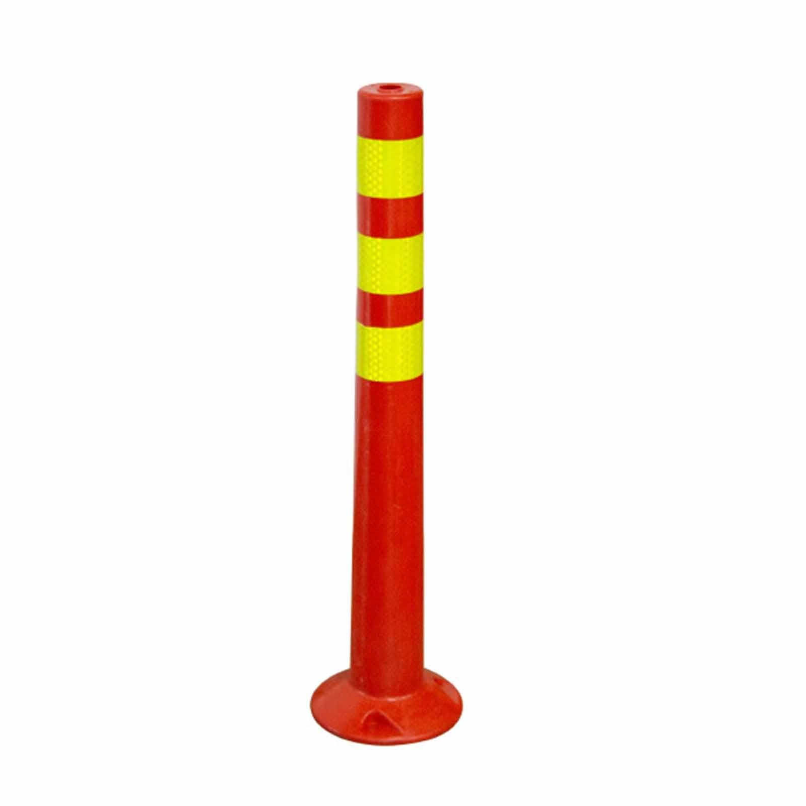 Conos de Seguridad, Poste de Seguridad Flexible de Plástico con Bandas Reflectivas, Barrera Reflectiva para Detención de Tráfico en Entradas, para Advertencia de Peligro(Yellow,18x70cm)