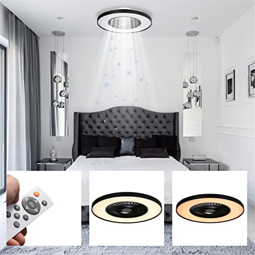 Proventa Ventilador de techo con iluminación de 60 W, diámetro de 60 cm, plafón LED regulable con ventilador, luz blanca cálida a neutra, modo verano e invierno, mando a distancia incluido