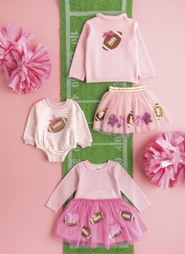 Mud Pie Baby Girls Kids Pink Football Rollneck Sweater2