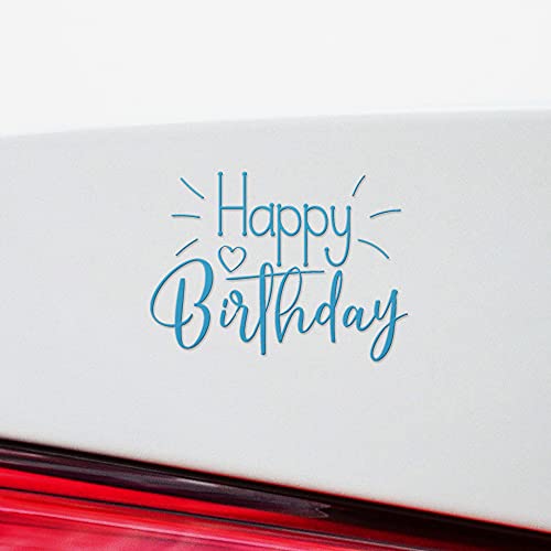 Decal Stickers of Happy Birthday (Azure Blue) (Set of 2) Premium Waterproof Vinyl Decal Stickers for Laptop Phone Accessory Helmet Car Window Mug Tuber Cup Door Wall Decoration - ANDsticd46744BE