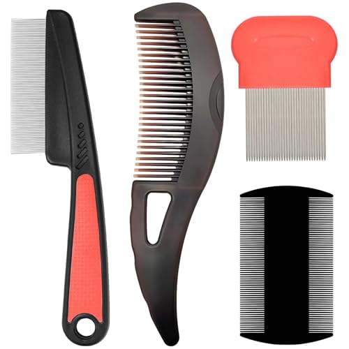 CONJURAIDE 4 Stück Läusekamm Schuppenkamm Flohkamm Hunde Nissenkamm Dandruff Lice Comb Schuppen Haustier Kamm Hundekamm Schorfkamm Erwachsene Schuppenkamm Katzenkamm für Menschen Katzen