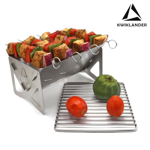 Image of Mini Stainless Steel Portable BBQ Grill - Charcoal Camping Grill - Foldable Barbeque Tandoor