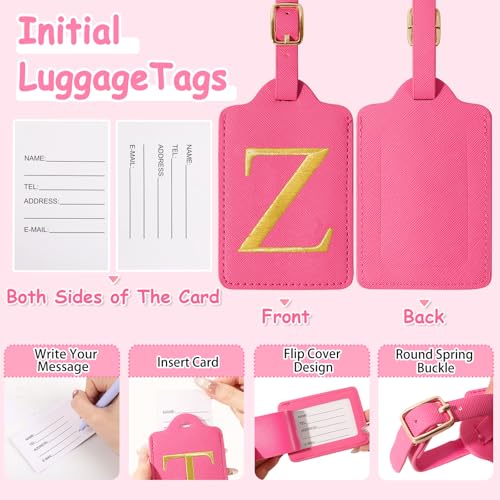 Image of Personalized Initial Letter Luggage Tags for Suitcases,Suitcase Identifier Baggage Tag,Cute Travel Luggage Tags,Best Gift Wedding Birthday for Couples Honeymoon Friend Family Vacation(Rosered Z)