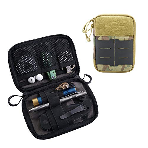 Tacticalgeek BlockE Electronic Organizer EDC Storage Bag, 5 Pockets + 6 Elastic Organizer Travel EDC Organizer Carry Bag Cell Phone Case Equipment Pouch Charging Cable Bag (Multicam)