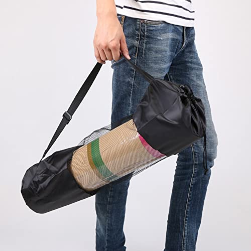 2Pcs Portable Yoga Mat Bag Exercise Yoga Mat Carry Mesh Bag With Adjustable Shoulder Strap Yoga Accessories For Women And Men, Black #TOP2