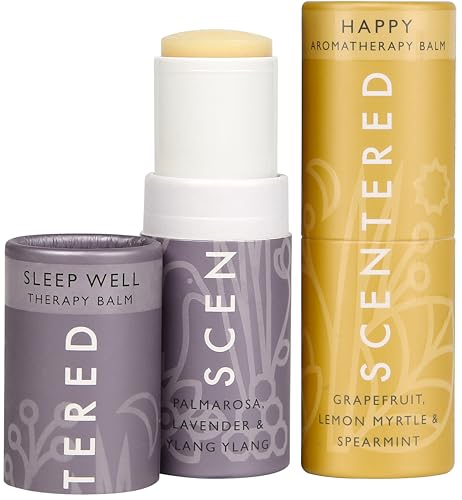 Scentered Sleep Well & Happy Aromatherapy Essential Oils Balm Gift Set - for Restful Sleep...