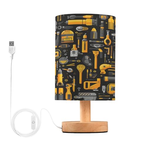 ARGTILDN Construction Tools LED Table Lamp for Bedroom Bedside Lamp with USB Charging Ports Decor Nightstand for Living Room Reading Dorm Desk Home Office