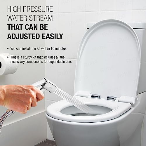 Image of Ruhe Kelvin Health Faucet | ABS Kelvin Health Faucet Jet Spray for Toilet with Braided 1.0 Meter Flexible Hose Pipe with Hook | (Chrome Finish) | Jet Spray for Toilet