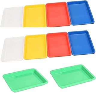 10 Pack Rectangle Plastic Art Trays for Crafts Painting Beads, Stackable Multicolor Kid Activity Tray Organizer Serving Tray for DIY Projects,Organizing Supply Fun Home Activities