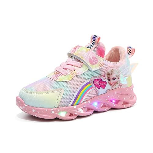 XSportmode Chaussures lumineuses Elsa, princesse filles 27 Sneakers enfants avec lumière LED clignotante baskets printemps et automne de sport for intérieur et...