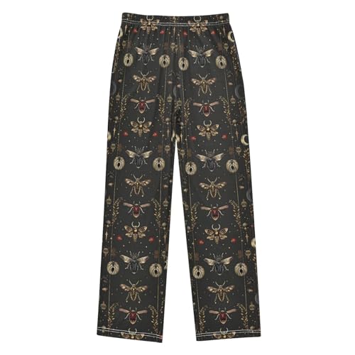 Pajama Pants Moons Insects Mysterious PJ Bottoms Sleepwear Lounge Sleep Pant with Pockets