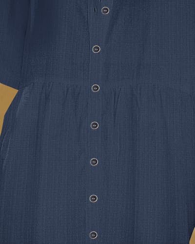 PYGFEMR Women's Summer Dress 2026 Short Sleeve Babydoll Tiered Button Down T Shirts Dresses with Pockets3