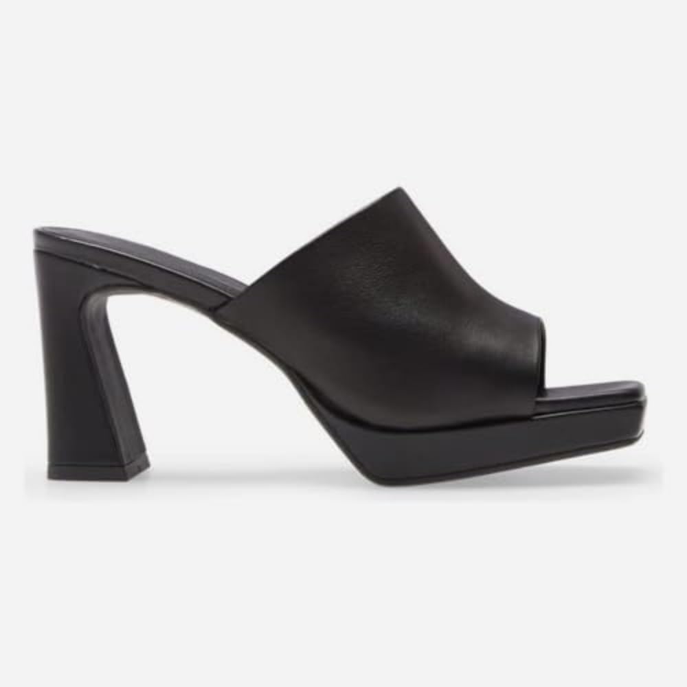 Trish Lucia Womens Platform Chunky Heels Mules Square Open Toe High Heeled Sandals Slip On Slides Dress Shoes - Image 3