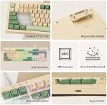 MechLands Aula S102 Clavier de jeu Membrane avec Pad numérique, 100% Mise en page complète, USB-C Filaire, RGB Backlit, Structure en silicone crémeuse, Clavier silencieux pour PC Jeu/Bureau (jaune)