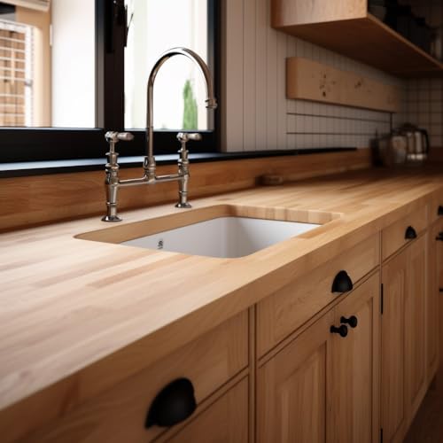 Image of Oak Wood Backsplash, 25x4x3 /4 inches, USA-Grown Solid Hardwood, Pre-Sanded & Pre-Finished, Ready to Use, Ideal for Pairing with CONSDAN Butcher Block Countertop