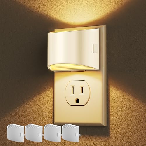 Image of DORESshop LED Night Light[4 Pack], Night Lights Plug into Wall, 3 Level Brightness Adjustable Plug in Night Light, Dusk to Dawn Sensor Nightlights for Adults,Bedroom,Bathroom,Hallway,3000K Warm White