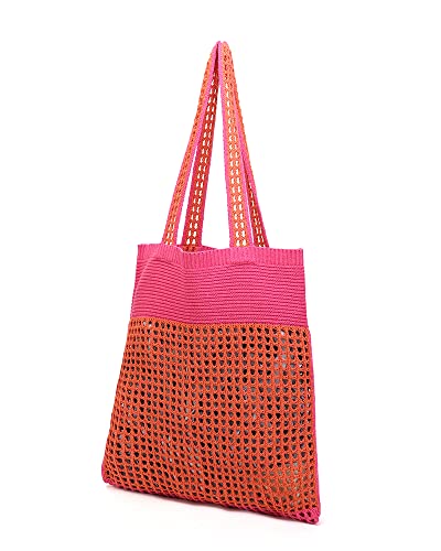 Image of ENBEI Beach Bag Crochet Tote bag for Women,Aesthetic Boho Large Bag,Foldable&Lightweight,Shopping,Beach,Travel,Daily Use