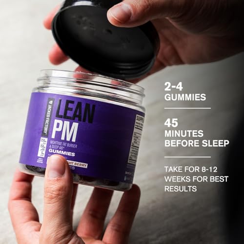 Jacked Factory Lean PM Weight Loss Gummies - Night Time Fat Burner & Appetite Suppressant Sleep Supplement with Melatonin & Ashwagandha - 60 Metabolism Gummies, Midnight Berry - Image 6