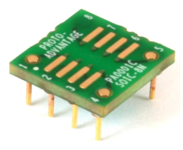 MicroMaker Adaptateur SMT SOIC-8 vers DIP-8 pour PCB et platines enfichables (pitch 1,27 mm, corps 150/200 mil) Série Compact - PA0001C