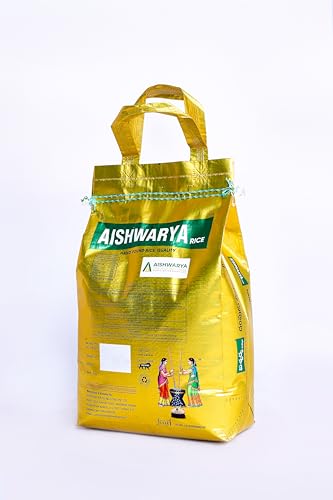 AISHWARYA RICE – 5kg pack: Hand Pound Quality Sona Masoori Raw, High Protein & Fiber, Antioxidant, Chemical Free, Pesticides Free, Gluten Free Traditional Heritage Rice