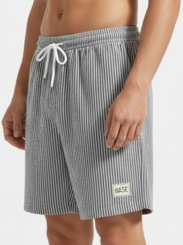 Image of SMOWKLY Men's Cotton Striped Boxer Short|Elastic Waist Drawstring Home Wear