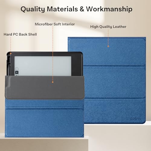 Image of CoBak Case for Tablet Reader - All New PU Leather Cover with Auto Sleep Wake Feature for Tablet Reader 10.2 inch 2022 & 2024 Released with Pen Holder (not Compatible with Remarkable),Orange Jasmine
