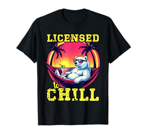 Con licencia para enfriar divertido oso polar tropical Camiseta